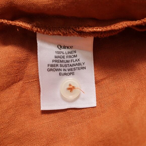Quince Short Sleeve 100% Linen Button Down Short Sleeve Shirt Terraotta Size L - Picture 7 of 9